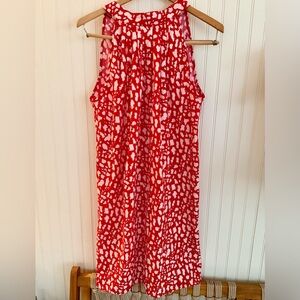 SHEIN Red and White Patterned Midi Dress Size Medium - Like New Condition
